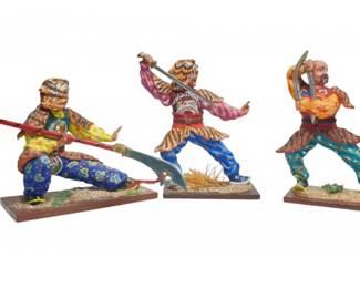 Three Russian Studio Metal Chinese Warrior Figures