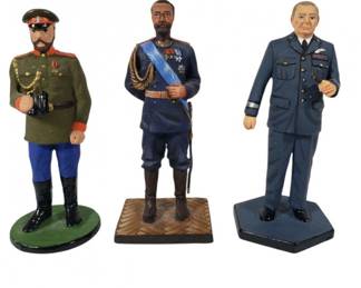Three Russian Made WW1 Era & WWII Military Leader Figures