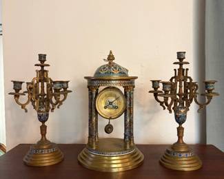 Three-piece Wanamaker champlevé garniture