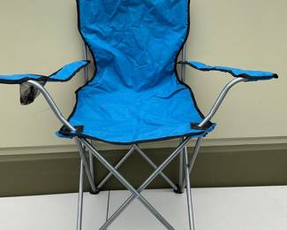 Lot 4034: Blue Folding Quad Camp Chair, Cup Holder & Carry Bag