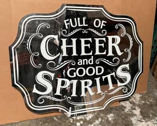 Lot 10203: "Full of Cheer and Good Spirits" Decorative Bar Mirror