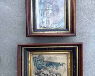 Lot 3002: 2 Framed Prints, Currier & Ives Reproduction & Fashion Plate