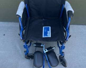 Lot 2605: Drive Medical Blue Streak Wheelchair with Desk-Length Arms