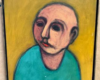 Lot 4072: Jim Spitzer Signed Modernist Portrait Painting