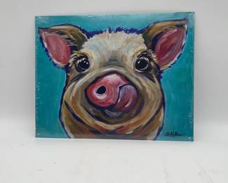 Lot 2652: Lee Keller Pig Metal Sign, Hippie Hound Studios