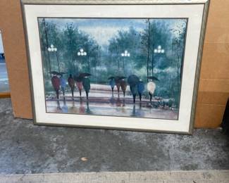 Lot 2526: Framed Rainy Park Print Attributed to Russ Erickson
