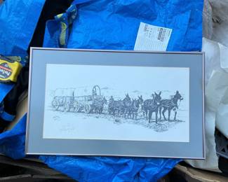 Lot 3016: Ron Scofield Mule Team Freight Wagon Print, Signed 42/300