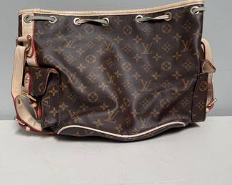 Lot 10070: Monogram-Style Canvas Drawstring Bucket Bag