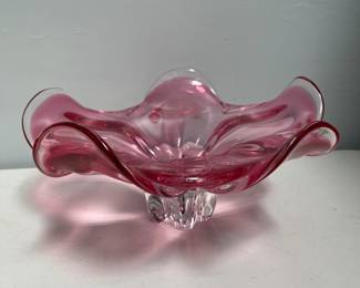 Lot 10114: Chribska-Style Cased Art Glass Bowl, c. 1960s