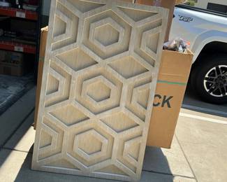 Lot 3025: West Elm Graphic Wood Hexagon Dimensional Wall Art