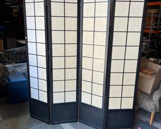 Lot 1603: 4-Panel Black Shoji Folding Screen Room Divider
