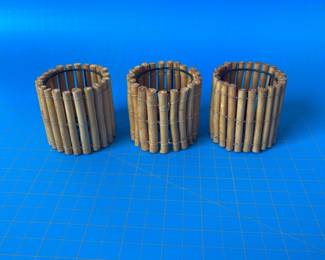 Lot 2012: Set of 3 Bamboo Reed Mini Lamp Shades, Wire Frames