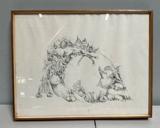 Lot 4065: Sprau 1962 Signed Original Surrealist Pen & Ink Drawing