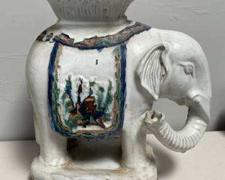 Lot 4063: Glazed Terracotta Elephant Garden Seat Plant Stand