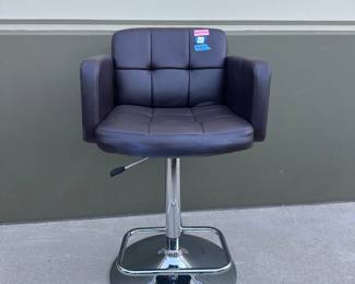 Lot 4000: Tufted Adjustable Swivel Bar Stool with Chrome Base
