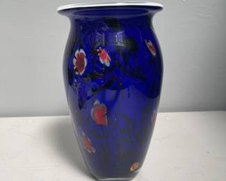 Lot 10128: Murano-Style Millefiori Art Glass Vase
