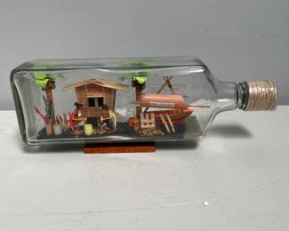 Lot 10088: Philippine Village Diorama in a Bottle, Handmade Folk Art