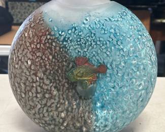Lot 229: Kosta Boda Reef "Fish Out of Water" Art Glass Vase