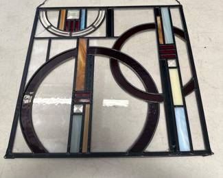 Lot 222: Art Deco Style Beveled Stained Glass Panel