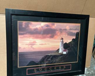 Lot 10198: Framed "Success" Motivational Poster, Heceta Head Light