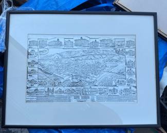 Lot 3009: 3 Framed Santa Barbara Bird's Eye View Reproduction Prints