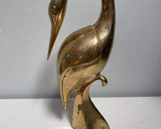 Lot 10106: Mid-Century Brass Heron Sculpture, Original "Windecor" Label
