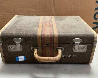 Lot 4101: Vogue Custom Made Luggage Striped Tweed Hard Suitcase