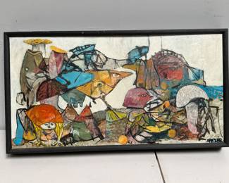 Lot 4069: Signed Spitzer Mid-Century Modern Abstract Painting