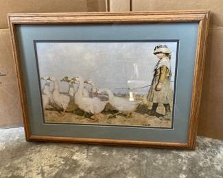 Lot 1640: Sir James Guthrie "To Pastures New" Framed Goose Girl Print