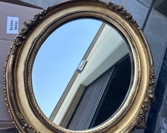 Lot 3001: Victorian-Style Gilt Oval Wall Mirror with Beveled Glass