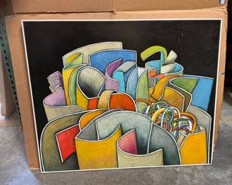 Lot 4080: Large Original Abstract Painting on Canvas, Signed