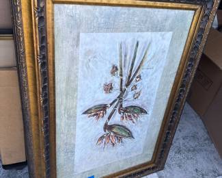 Lot 3000: Framed Bird of Paradise Botanical in Gilt Frame
