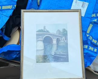 Lot 3015: J.T. Harwood "Pont Marie" Signed Color Etching