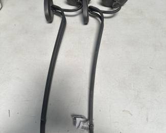 Lot 405: Pair of PartyLite Global Fusion Mosaic Globes & Iron Sconces