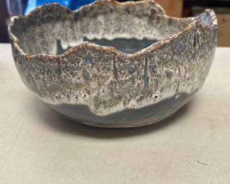 Lot 388: Studio Pottery Bowl with Torn Rim and Reactive Glaze