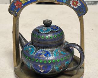 Lot 293: Hand-Painted Opaline Glass Boudoir Lamp, Grape Motif