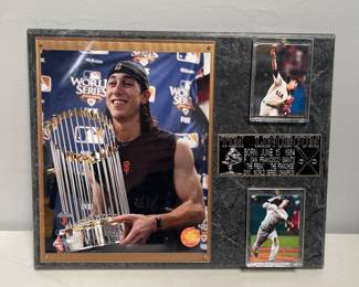 Lot 10056: Tim Lincecum 2010 World Series Giants Photo Card Plaque