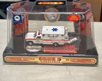 Lot 221: Code 3 Collectibles Boston EMS A-6 Ambulance 1/64 #12105
