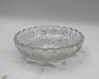Lot 2695: Antique EAPG Hobstar and Feather Fern Burst Glass Bowl