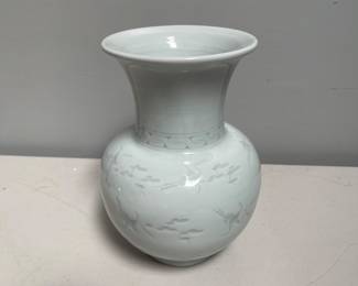 Lot 10103: Korean Celadon Vase, Slip-Inlaid Cranes and Clouds