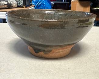 Lot 204: Hand-Thrown Studio Pottery Bowl Olive Ash Drip Glaze