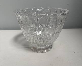 Lot 10101: Frosted Floral Pressed Glass Footed Candy Bowl