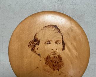 Lot 4086: Nathan Bedford Forrest Pyrography Portrait Maple Box