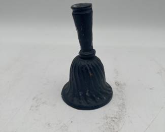 Lot 2669: Vintage Cast Iron Hand Bell, Swirl-Fluted Black Paint