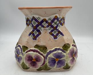 Lot 2730: World Bazaars Inc Hand-Painted Pansy Ceramic Vase