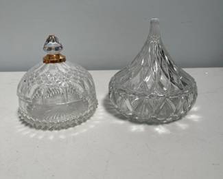 Lot 10121: Covered Candy Boxes, Pair, One Kiss Form