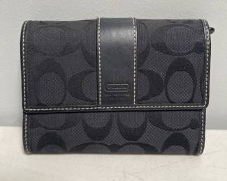 Lot 10012: Coach Signature Black Jacquard Flap Wallet