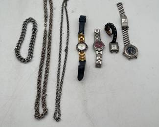 Lot 2710: 4 Wristwatches incl. Gruen with 3 Silver-Tone Chains