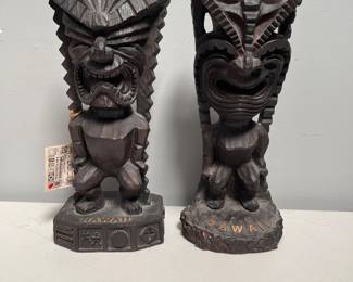 Lot 10078: KC Hawaii God of Money & Happiness Tiki Figurines, Pair
