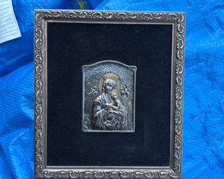 Lot 3010: Framed Our Lady of Perpetual Help Silver-Tone Relief
